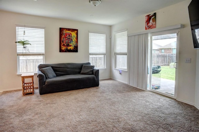 1928 Dragonfly Loop, Bastrop, TX 78602 - carpeted living room featuring baseboards