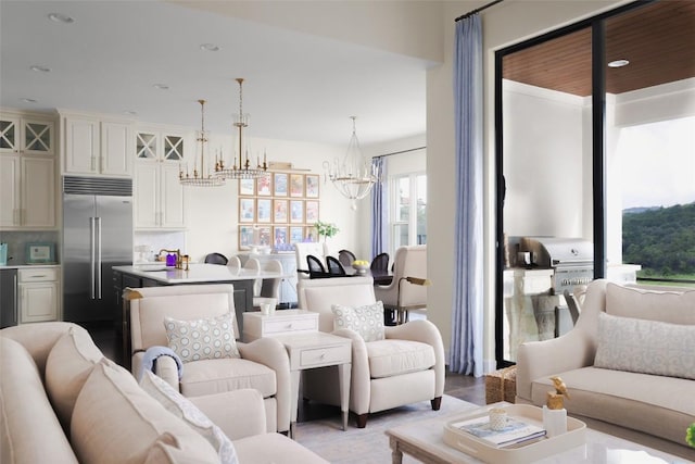 303 Marina View Ct Unit 23A, Austin, TX 78734 - living area with a chandelier, recessed lighting, and light wood-style floors