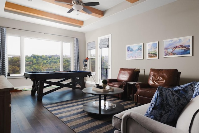 303 Marina View Ct Unit 23A, Austin, TX 78734 - living area with dark wood finished floors and ceiling fan