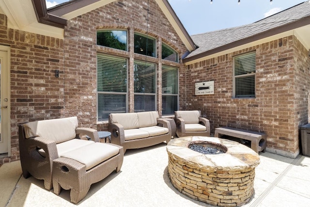 2843 Nolina Ln, Round Rock, TX 78681 - view of patio / terrace featuring an outdoor living space with a fire pit