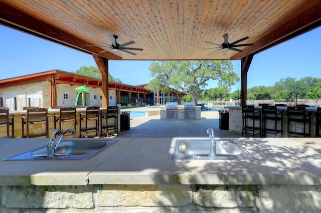 225 Lambert St, Leander, TX 78641 - view of patio featuring ceiling fan and area for grilling