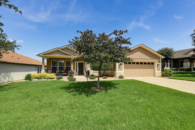 203 Mustang Island Trl, Georgetown, TX 78633 - view of front of home featuring a garage, a front yard, driveway, and covered porch
