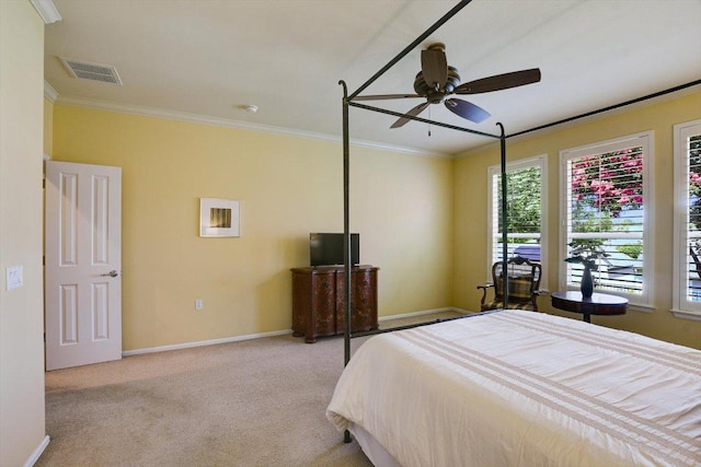 203 Mustang Island Trl, Georgetown, TX 78633 - bedroom with crown molding, carpet floors, and ceiling fan