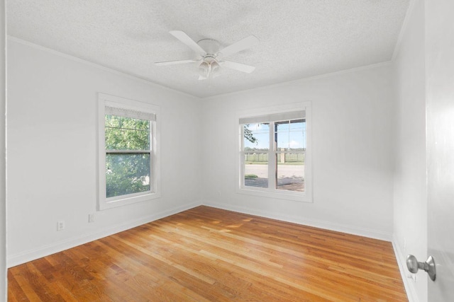506 W 51st St Unit A, Austin, TX 78751 - empty room featuring ornamental molding, light wood-style floors, a textured ceiling, and ceiling fan