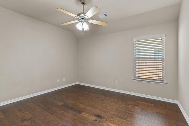 7901 Arbor Knoll Ct, Lago Vista, TX 78645 - spare room featuring dark wood finished floors, ceiling fan, and lofted ceiling