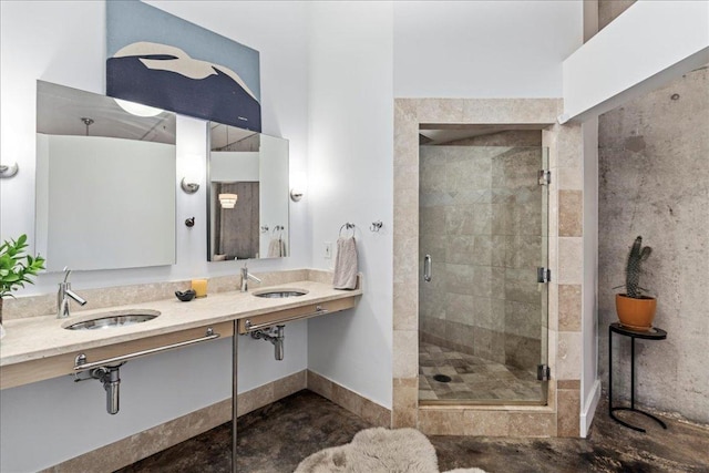 311 W 5th St Unit 1008, Austin, TX 78701 - full bathroom featuring a shower stall and double vanity