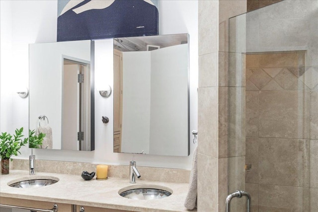 311 W 5th St Unit 1008, Austin, TX 78701 - bathroom with double vanity and a shower stall
