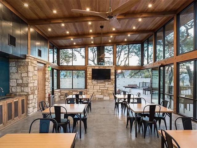 10913 Rock Island Dr Unit 55, Austin, TX 78717 - sunroom featuring beam ceiling