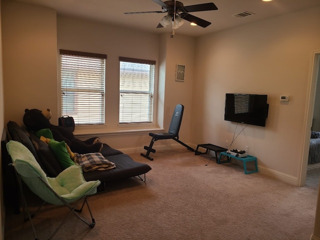 608 Cascada Ln, Round Rock, TX 78681 - sitting room with carpet and a ceiling fan