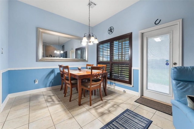 3516 Valley Mist Ct, Temple, TX 76502 - dining area with a chandelier, plenty of natural light, and tile patterned flooring