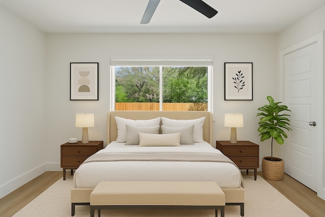 5603 Darlington Ln, Austin, TX 78723 - bedroom with light wood-style flooring and ceiling fan