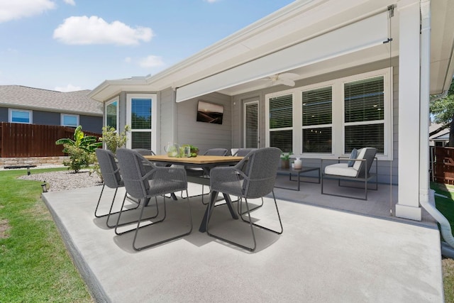 265 Tierra Trl, Dripping Springs, TX 78620 - view of patio with ceiling fan and outdoor dining area