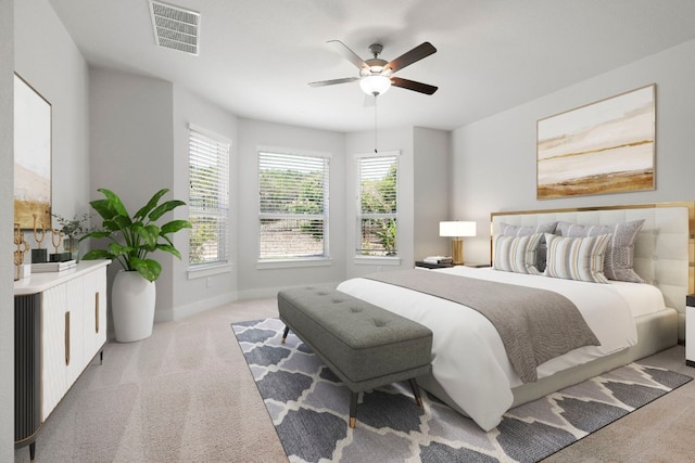 265 Tierra Trl, Dripping Springs, TX 78620 - bedroom featuring light colored carpet and a ceiling fan