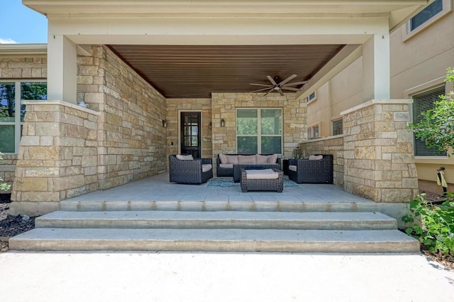 3105 Mccurdy St, Austin, TX 78723 - view of patio featuring outdoor lounge area and a ceiling fan
