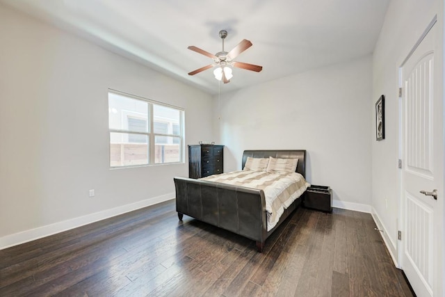 3105 Mccurdy St, Austin, TX 78723 - bedroom featuring dark wood-style flooring and a ceiling fan