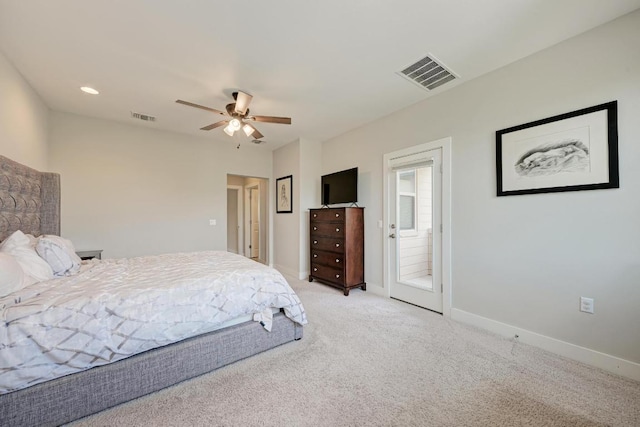 3105 Mccurdy St, Austin, TX 78723 - bedroom featuring light carpet and a ceiling fan