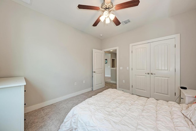 3105 Mccurdy St, Austin, TX 78723 - carpeted bedroom with a closet and a ceiling fan