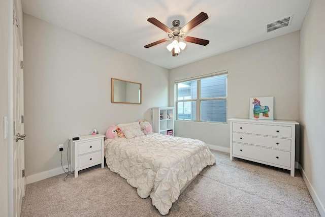 3105 Mccurdy St, Austin, TX 78723 - bedroom featuring light carpet and a ceiling fan
