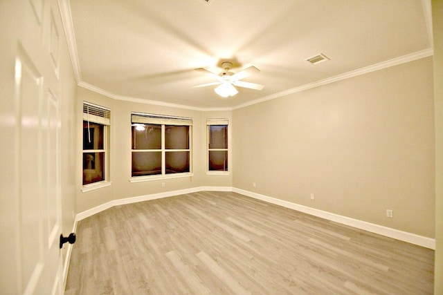 1933 Chasewood Dr, Austin, TX 78727 - unfurnished room with wood finished floors, ceiling fan, and ornamental molding