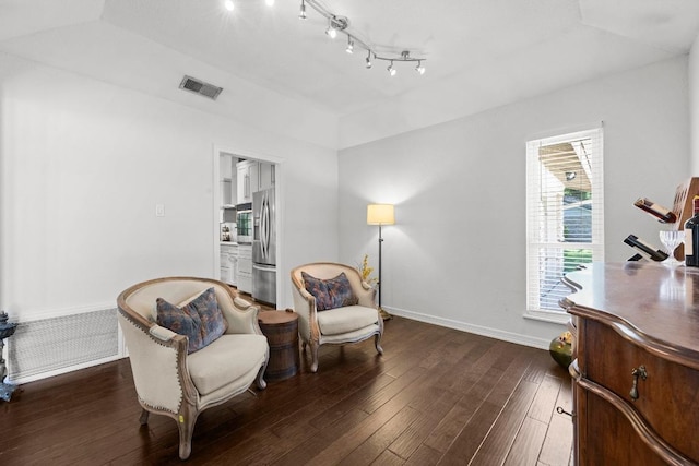 507 S Lake Creek Dr, Round Rock, TX 78681 - sitting room with hardwood / wood-style flooring and lofted ceiling