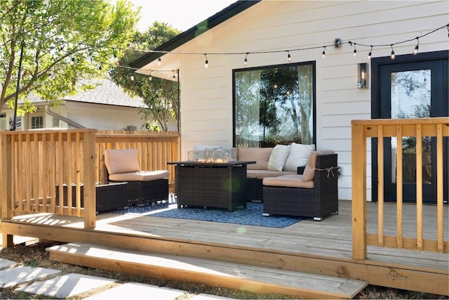 5806 Burnhill Dr, Austin, TX 78745 - wooden terrace with an outdoor hangout area