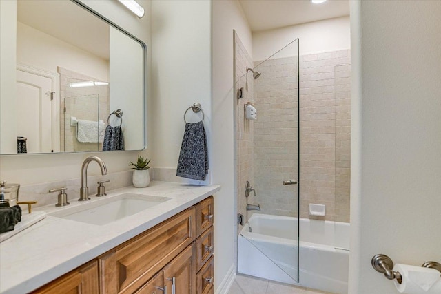 6717 Valburn Dr, Austin, TX 78731 - bathroom with vanity, bathing tub / shower combination, and tile patterned floors