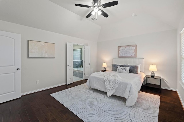 19825 Rhiannon Ln, Pflugerville, TX 78660 - bedroom featuring lofted ceiling, wood finished floors, multiple windows, and ensuite bathroom