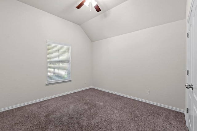 19825 Rhiannon Ln, Pflugerville, TX 78660 - carpeted spare room featuring a ceiling fan and vaulted ceiling