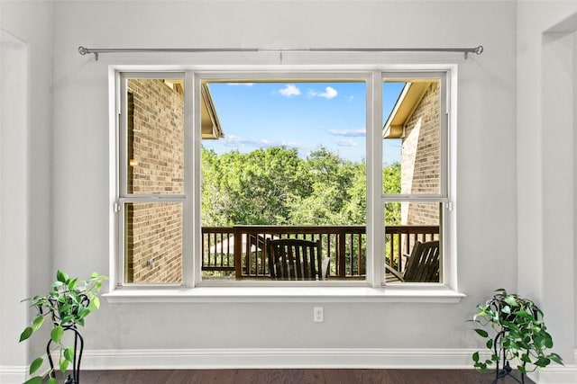 226 Brentwood Dr, Austin, TX 78737 - doorway to outside with wood finished floors and baseboards