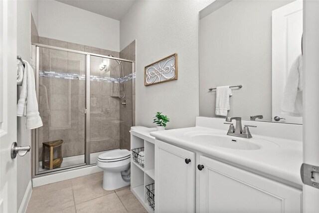 226 Brentwood Dr, Austin, TX 78737 - full bath with vanity, a stall shower, and tile patterned flooring