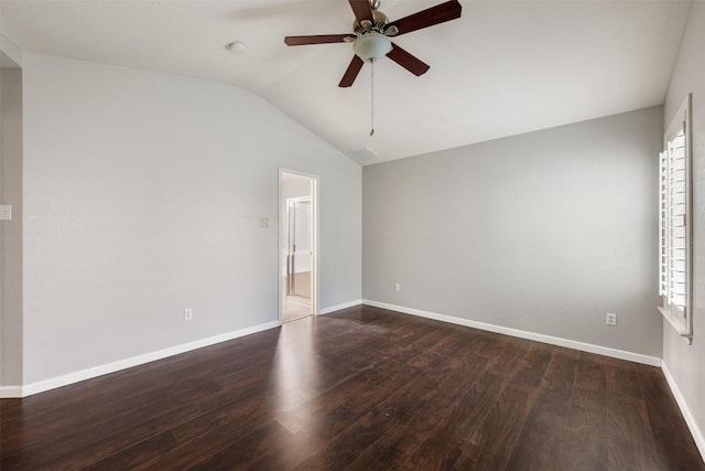 1704 Big Bend Dr, Cedar Park, TX 78613 - spare room featuring lofted ceiling, wood finished floors, a ceiling fan, and plenty of natural light