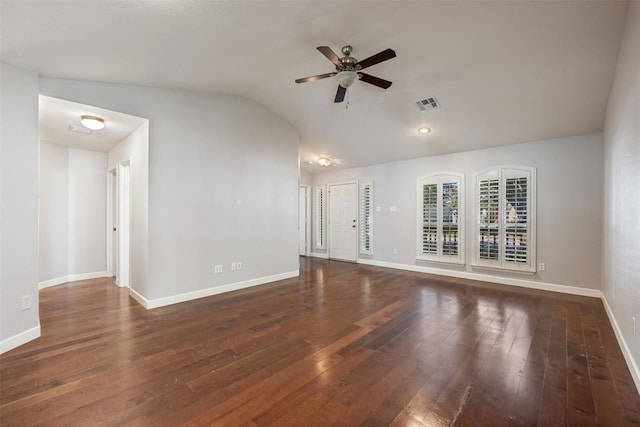 1704 Big Bend Dr, Cedar Park, TX 78613 - unfurnished living room with ceiling fan, vaulted ceiling, and wood-type flooring