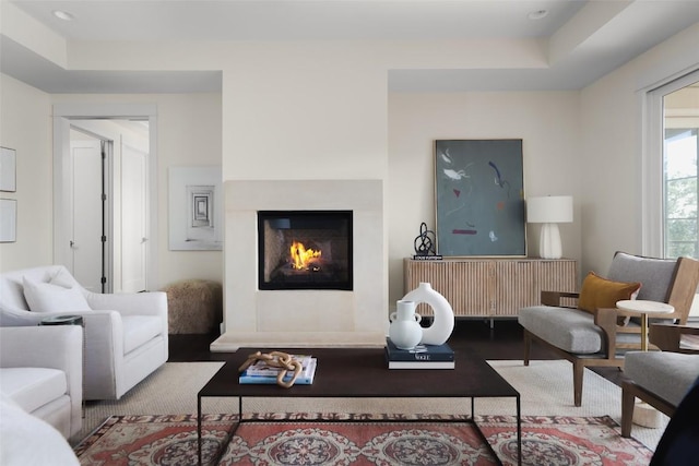 4001 Firstview Dr, Austin, TX 78731 - living area with a glass covered fireplace and wood finished floors