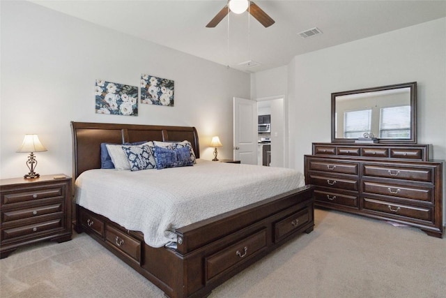 132 Sage Meadows Dr, San Marcos, TX 78666 - bedroom featuring light colored carpet and ceiling fan