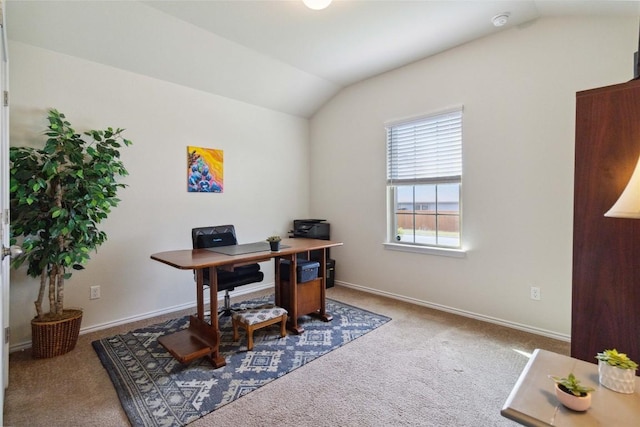 132 Sage Meadows Dr, San Marcos, TX 78666 - home office with vaulted ceiling and carpet