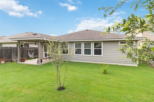 132 Sage Meadows Dr, San Marcos, TX 78666 - rear view of house with a patio area and roof with shingles