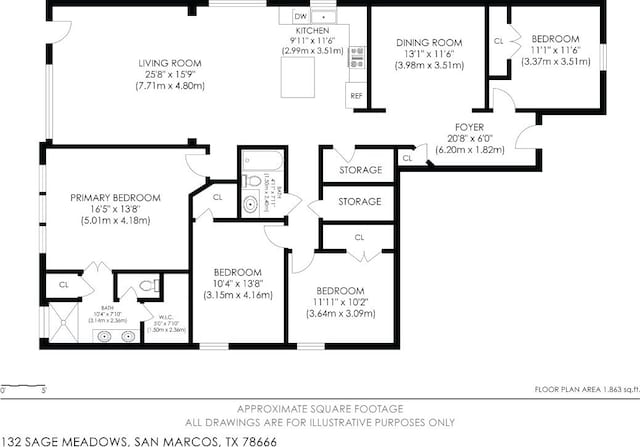 132 Sage Meadows Dr, San Marcos, TX 78666 - view of room layout