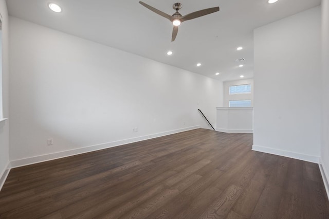 2050 Lohmans Spur Rd Unit 802, Lakeway, TX 78734 - unfurnished room featuring recessed lighting, dark wood-style floors, and a ceiling fan