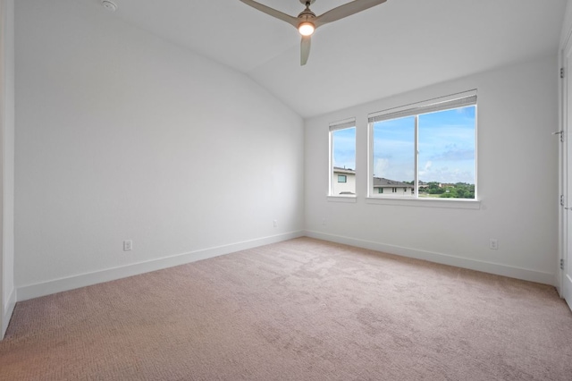 2050 Lohmans Spur Rd Unit 802, Lakeway, TX 78734 - empty room featuring ceiling fan, vaulted ceiling, and light colored carpet