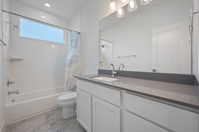 2050 Lohmans Spur Rd Unit 802, Lakeway, TX 78734 - full bath with shower / bathtub combination with curtain, vanity, and marble finish floors