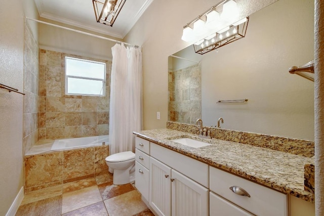 260 N Santa Clara Ave, New Braunfels, TX 78130 - full bathroom featuring crown molding, tiled shower / bath, and vanity