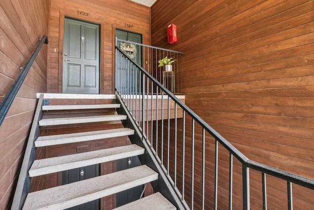 300 San Gabriel Village Blvd Unit 423, Georgetown, TX 78626 - staircase with wood walls