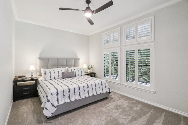 300 San Gabriel Village Blvd Unit 423, Georgetown, TX 78626 - bedroom with carpet, crown molding, and a ceiling fan