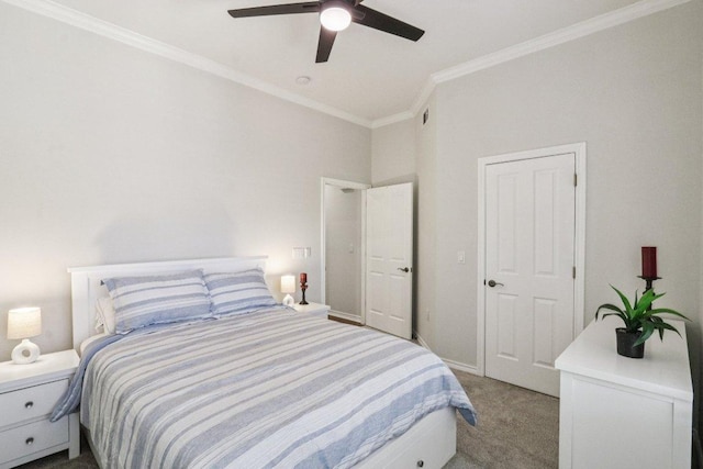 300 San Gabriel Village Blvd Unit 423, Georgetown, TX 78626 - bedroom with carpet flooring, ornamental molding, and a ceiling fan