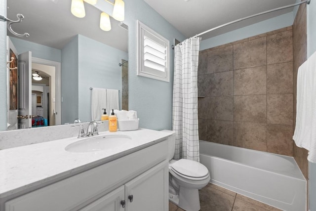15913 Villa Frontera Dr, Bee Cave, TX 78738 - full bath with vanity, tile patterned flooring, and shower / tub combo with curtain