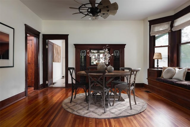 1917 Miles Ave, Austin, TX 78745 - dining area featuring wood finished floors and a ceiling fan