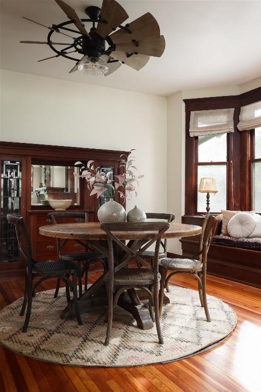 1917 Miles Ave, Austin, TX 78745 - dining area with wood finished floors and a ceiling fan