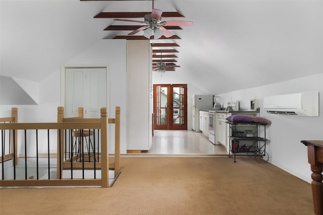 1917 Miles Ave, Austin, TX 78745 - additional living space featuring an AC wall unit, ceiling fan, and carpet flooring