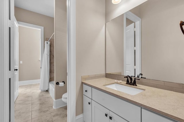 101 Dorado St, Georgetown, TX 78628 - full bathroom featuring vanity, shower / tub combo, and tile patterned flooring