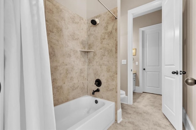 101 Dorado St, Georgetown, TX 78628 - bathroom featuring shower / bathtub combination with curtain and tile patterned floors